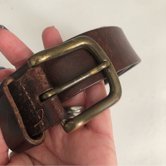 Britches Made in England brown leather belt with brass buckle - Picture 3 of 7